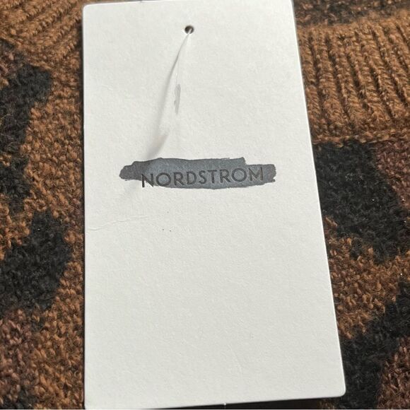 𝅺nordstrom fun stripe sweater brown dachshund leopard spots size L GL439068BG - Picture 10 of 15